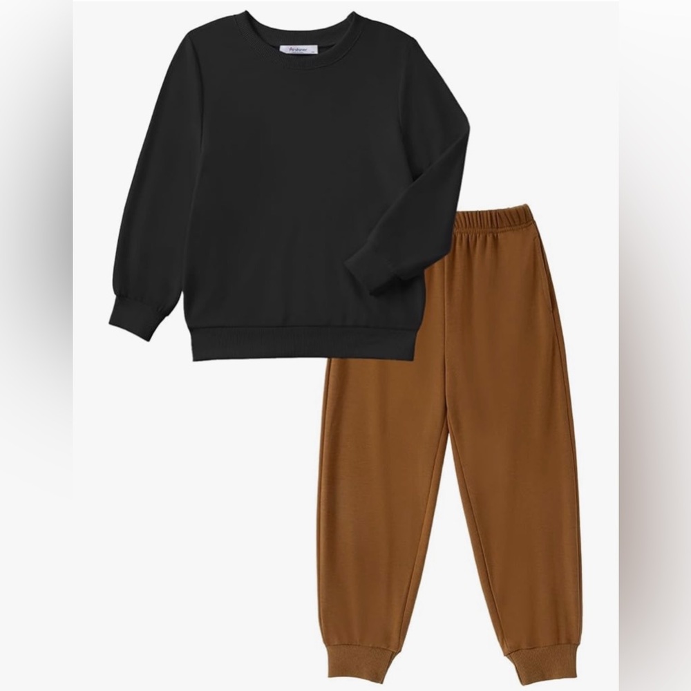 Boy’s Black Sweater and Brown Pants Matching Set